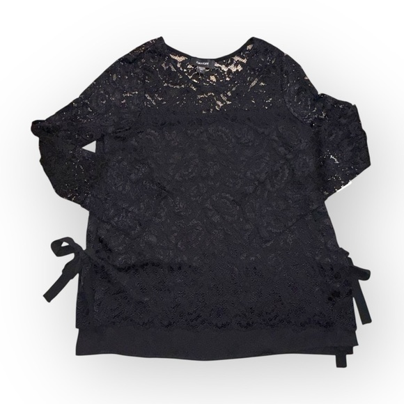 NWT KAREN KANE Black Long Sleeve Floral Lace Blouse - Large - Picture 8 of 17